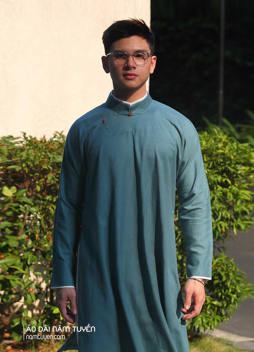 Áo dài nam truyền thống ngũ thân tay chẽn chất liệu linen